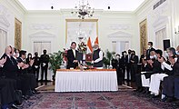 Indian PM Narendra Modi with Japanese PM Fumio Kishida at Hyderabad House, New Delhi on March 19, 2022.