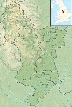 Relief map of Derbyshire showing the plant's location