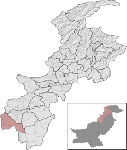 Lower South Waziristan District (red) in Khyber Pakhtunkhwa