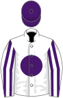 White, purple disc, white sleeves, purple striped, purple cap