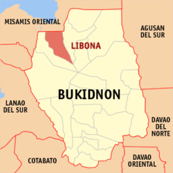 Map of Bukidnon with Libona highlighted