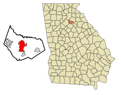 Location in Barrow County and the state of Georgia