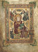 The earliest Western Madonna and Child, from the Book of Kells, at the beginning of the Gospel of Matthew. c. 800