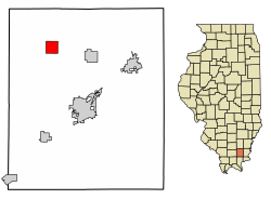 Location of Galatia in Saline County, Illinois.