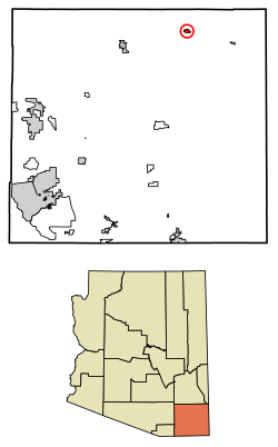 Location of Bowie in Cochise County, Arizona.