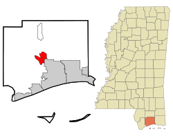 Location of Lyman, Mississippi