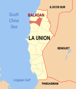 Map of La Union with Balaoan highlighted