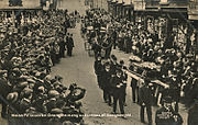 Postcard of 1913 showing a funeral procession through Senghenydd