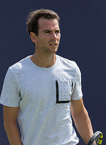 Adrian Mannarino during practice at the Queens Club Aegon Championships in London, England.
