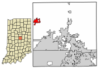 Location of Sheridan in Hamilton County, Indiana.