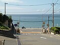 View of the railway crossing and Sagami Bay in the background, August 2020