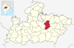 Location of Damoh district in Madhya Pradesh