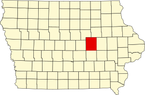 Map of Iowa highlighting Tama County