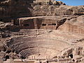 Image 3 The "Theatre" at Petra Photo: Douglas Perkins Petra is an archaeological site in Jordan, lying in a basin among the mountains which form the eastern flank of Wadi Araba, the great valley running from the Dead Sea to the Gulf of Aqaba. It is famous for having many stone structures carved into the rock. More featured pictures