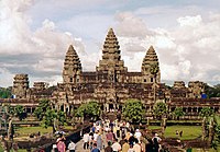 Angkor Wat in Cambodia is the largest Hindu monument in the world. It is one of hundreds of ancient Hindu temples in Southeast Asia.