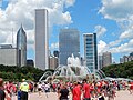 Image 38People walking around Buckingham Fountain to attend a rally (2013) (from Culture of Chicago)