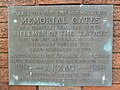 ANZAC Range Memorial Gates WWI Plaque