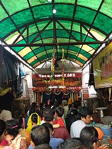 Devotees of Maa Shakumbhari Devi standing at Entrance gate of Siddhpeeth Shri Shakumbhari Devi Mandir.