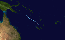 Track map of a Tropical Depression to the east of Vanuatu