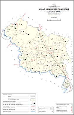 Map showing Kankhara (#246) in Harchandpur CD block