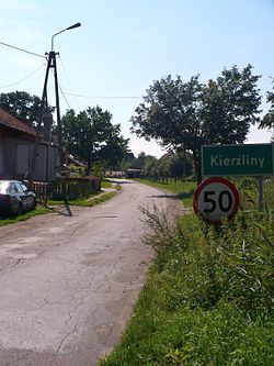 Road sign in Kierźliny
