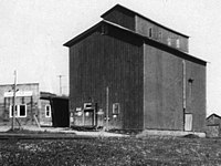 The Port Perry, Ontario, Canada mill and grain elevator, granary, built in 1873 (photographed c. 1930)