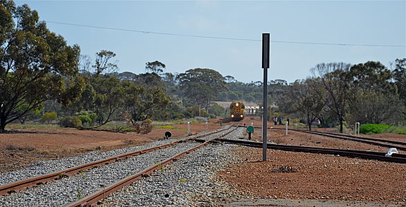 Ardath station limits being entered from Merredin end of yard