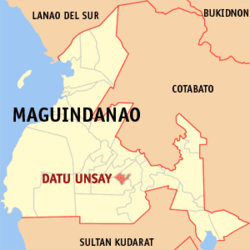 Map of Maguindanao del Sur with Datu Unsay highlighted