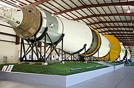 First stage from SA-514, second stage from SA-515, and third stage from SA-513, Johnson Space Center