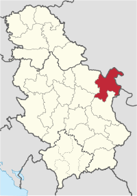 Location of the Bor District within Serbia