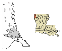 Location of Ida in Caddo Parish, Louisiana.