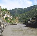 The sediment-laden Alaknanda river flowing into Devprayag.