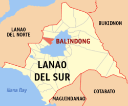 Map of Lanao del Sur with Balindong highlighted