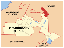Map of Maguindanao del Sur with Datu Montawal highlighted