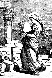St. Eupraxia carrying heavy rocks as a penitential labor.