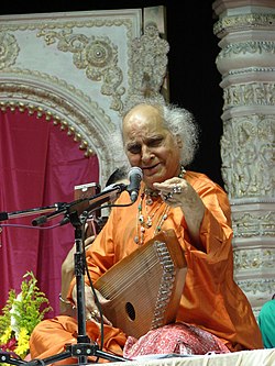 Musician Jasraj with a swarmandal