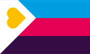 A polyamory pride flag designed by Red Howell. The design was chosen in 2022, selected from four candidates via an online survey conducted by the blog PolyamProud.[204][205]