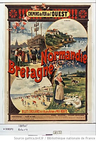 Old railway poster includes image Plougastel-Daoulas calvary