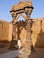 Jain Torana at Lodhurva Jain temple, rebuilt in 1615 CE after repeated destruction by Islamic invaders Mahmud of Ghazni (1025 CE) and Muhammad Ghori (1178 CE), near Jaisalmer, India.