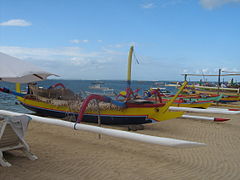 Traditional fishing boats on Sanur beach