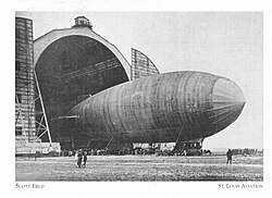 Dirigible Coming Out Of Hangar at Scott Field in 1922