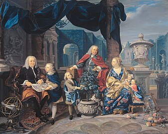 David van Mollem (1670-1746) and Jacob Sydervelt with his family, 1740