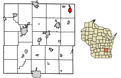 Location of Lomira in Dodge County, Wisconsin.