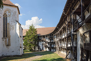 Courtyard of the fortified church of Prejmer, Romania