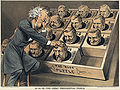 Image 29"The Great Presidential Puzzle": This chromolithograph cartoon about the 1880 Republican National Convention in Chicago shows Roscoe Conkling, leader of the Stalwarts of the Republican Party, playing a puzzle game. All blocks in the puzzle are the heads of the potential Republican presidential candidates. The cartoon parodies the famous 15 puzzle. Image credit: Mayer, Merkel, & Ottmann (lithographers); James Albert Wales (artist); Jujutacular (digital retouching) (from Portal:Illinois/Selected picture)
