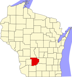 Map of Wisconsin highlighting Sauk County