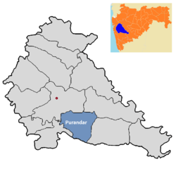 Location of Purandar in Pune district in Maharashtra