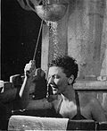 Mary Martin as Nellie Forbush washing her hair onstage
