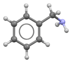 Space-filling model of the benzylamine molecule