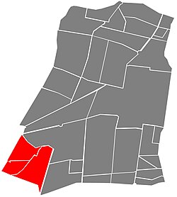 Map of neighborhoods in Cuauhtémoc borough with the three Condesa colonias in red